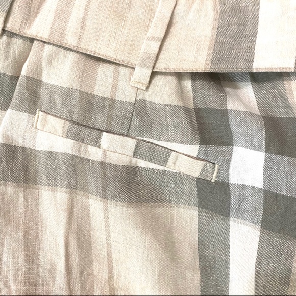 MNG Linen Belted Plaid Trousers Ankle Mid-Rise NWT - Picture 12 of 12